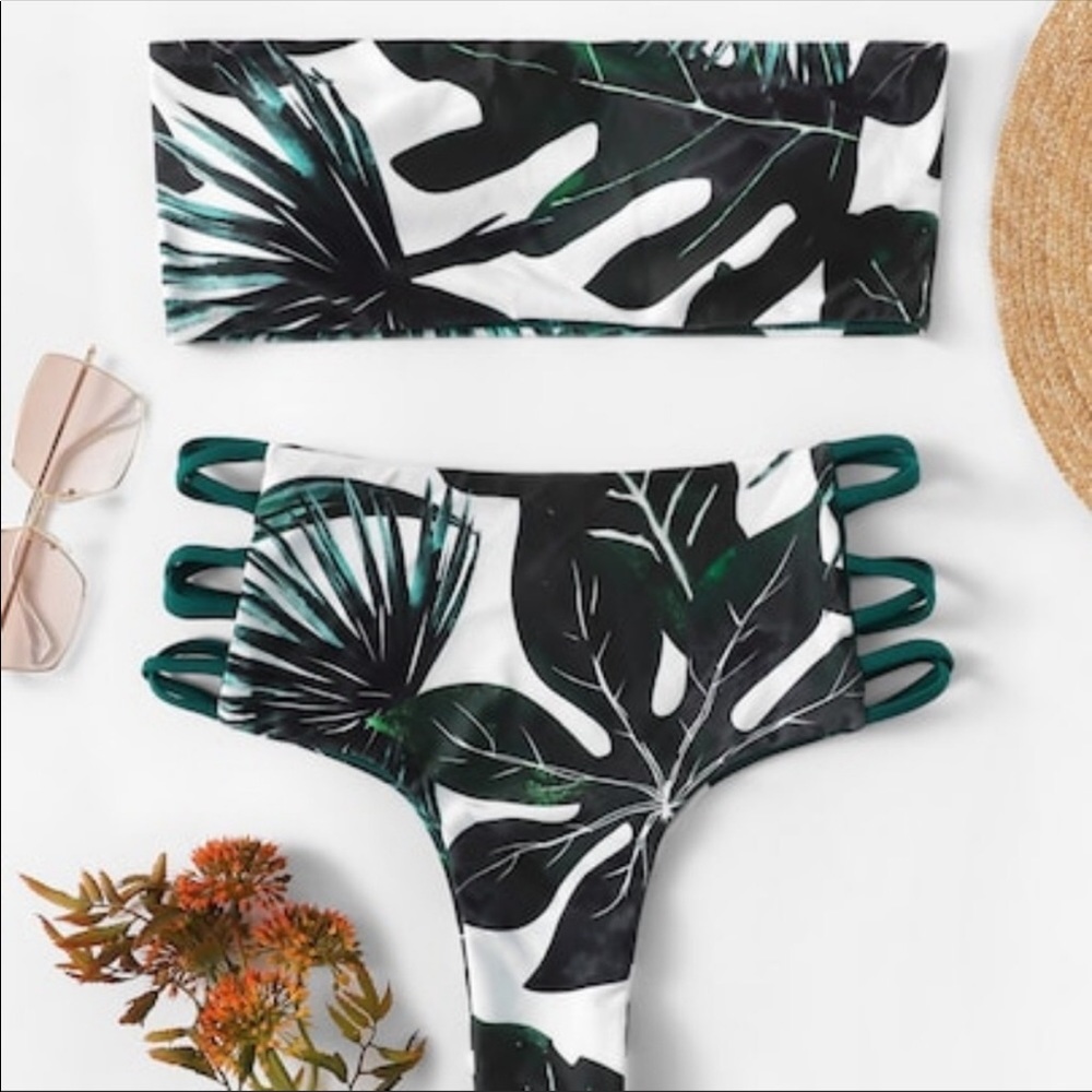 NWT Tropical High Waist 3 Ladder Bikini